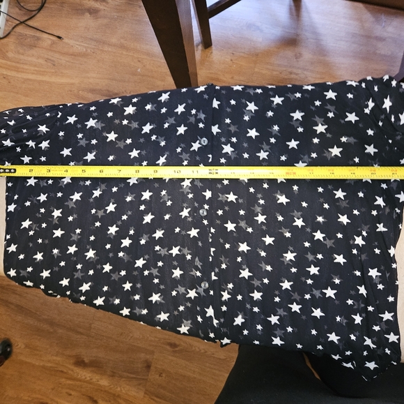 Ralph Lauren Denim & Supply Black Star Print Bell Sleeve Chiffon Button Down Top - Picture 5 of 9